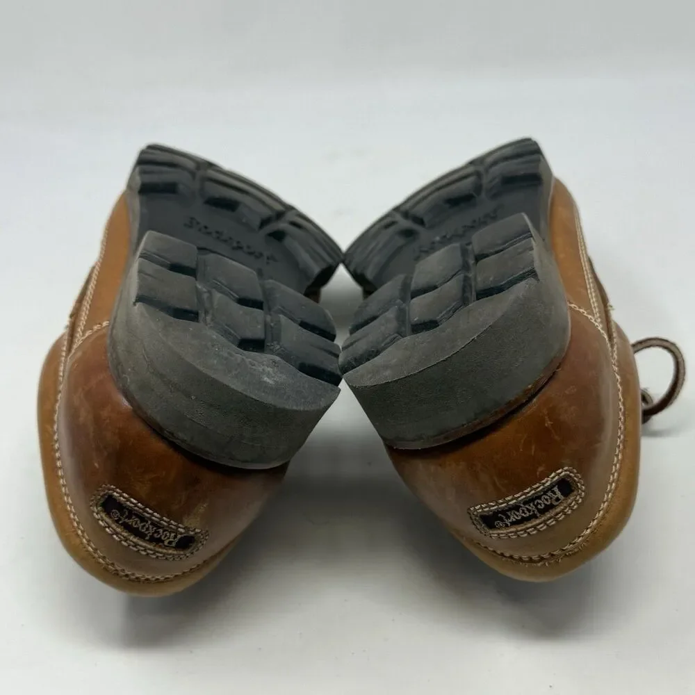 Rockport Lug Sole Moc Toe Shoes Mens 9 M Brown Leather Casual Boat Lace Up